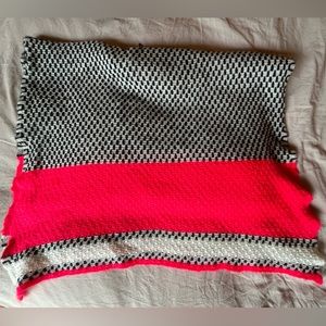H&M cozy warm oversized scarf in neon pink, black and white